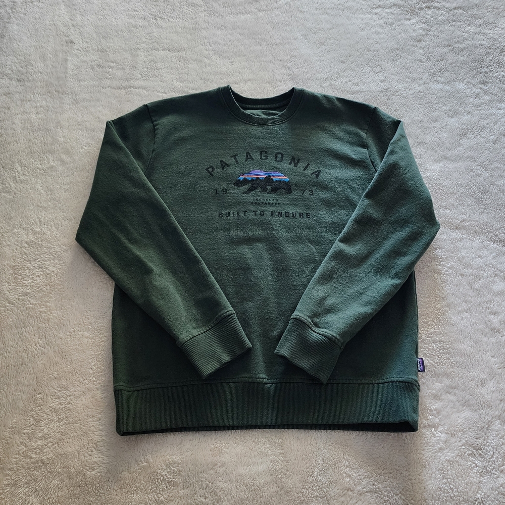 Patagonia Arched Fitz Roy Bear Uprisal Sweatshirt, Men's Medium - Nomad Green - Picture 9 of 10